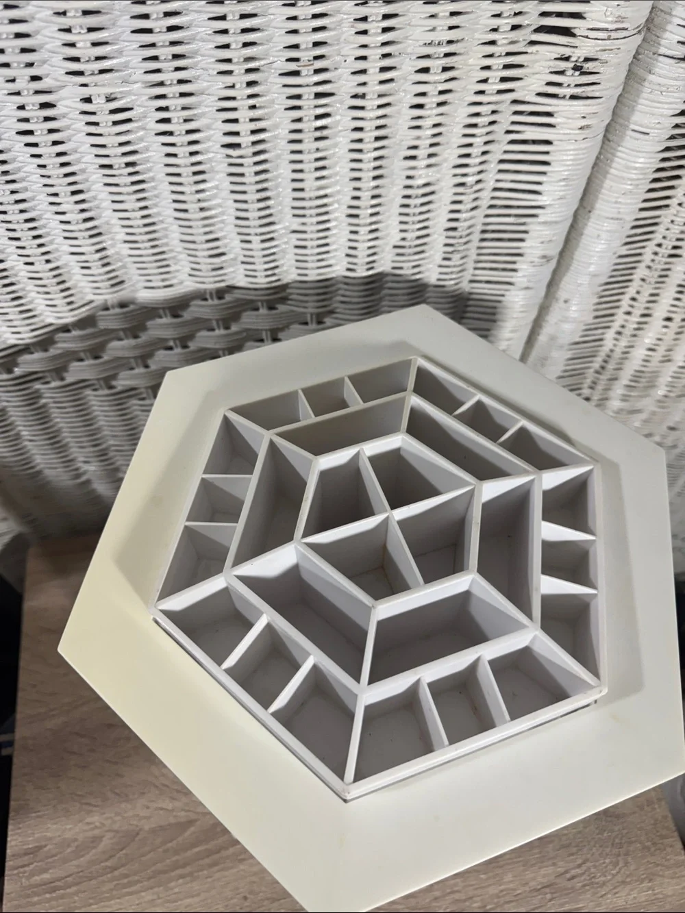 White Hexagonal Rotating Makeup Organizer - Unbranded